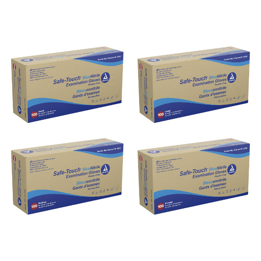 Safe-Touch Blue Nitrile Exam Gloves, Powder-Free